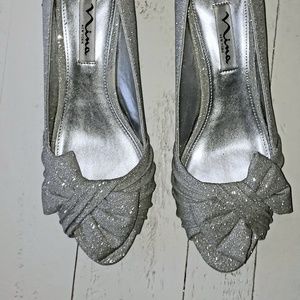 Nina silver kitten heel shoes